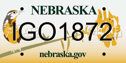 IGO1872 Nebraska License Plate
