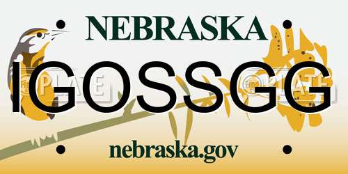 IGOSSGG Nebraska License Plate