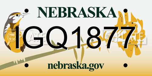 IGQ1877 Nebraska License Plate