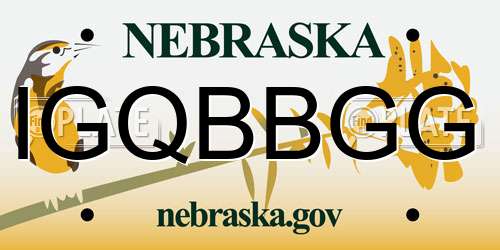 IGQBBGG Nebraska License Plate