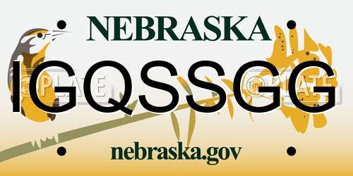 IGQSSGG Nebraska License Plate