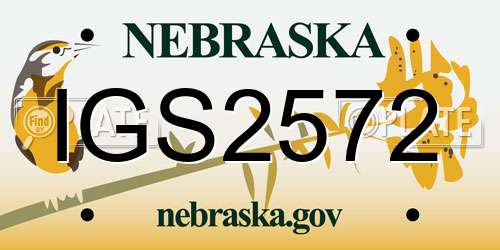 IGS2572 Nebraska License Plate