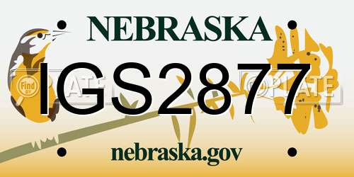 IGS2877 Nebraska License Plate
