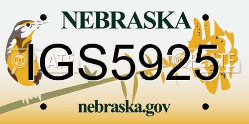 IGS5925 Nebraska License Plate