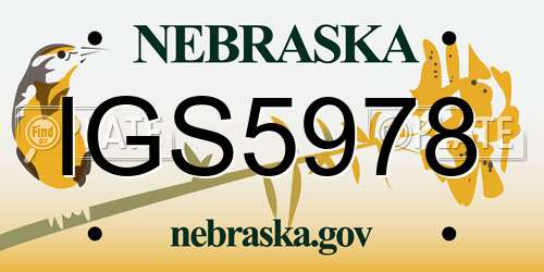 IGS5978 Nebraska License Plate