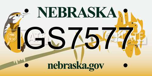 IGS7577 Nebraska License Plate