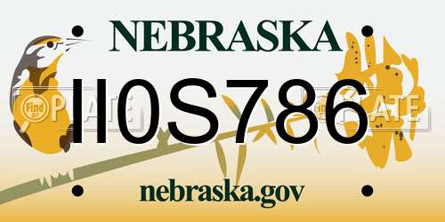 II0S786 Nebraska License Plate