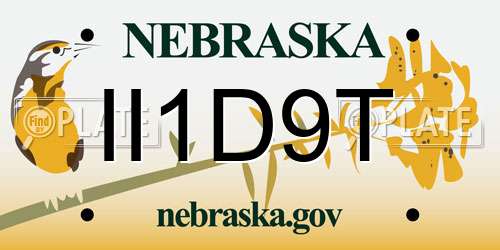II1D9T Nebraska License Plate