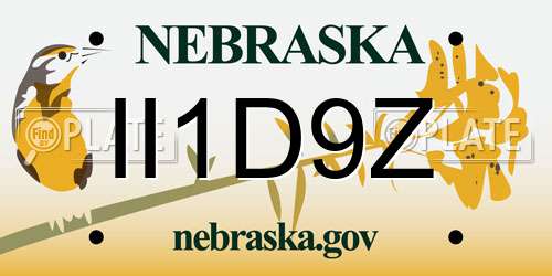 II1D9Z Nebraska License Plate