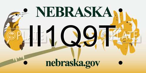 II1Q9T Nebraska License Plate