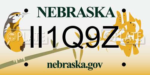 II1Q9Z Nebraska License Plate
