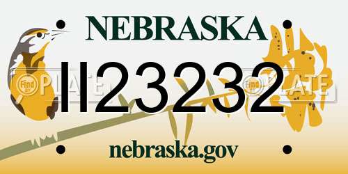 II23232 Nebraska License Plate