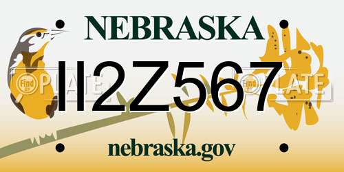 II2Z567 Nebraska License Plate