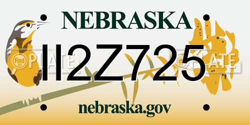 II2Z725 Nebraska License Plate