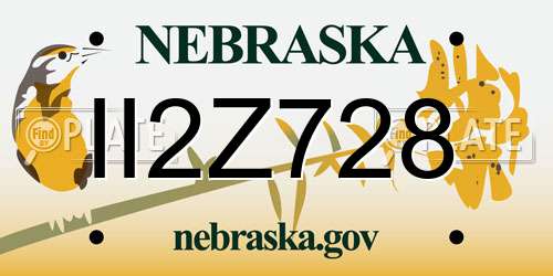 II2Z728 Nebraska License Plate