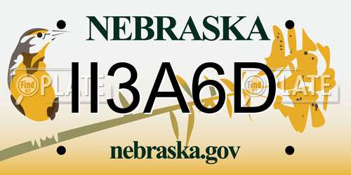 II3A6D Nebraska License Plate