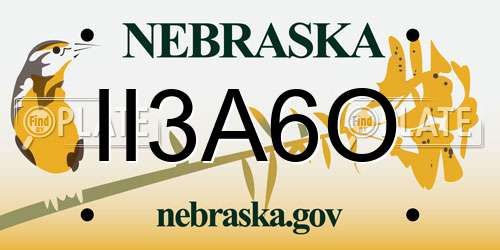 II3A6O Nebraska License Plate