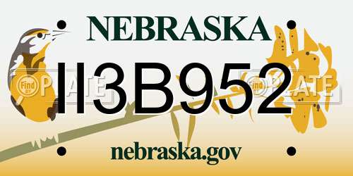 II3B952 Nebraska License Plate