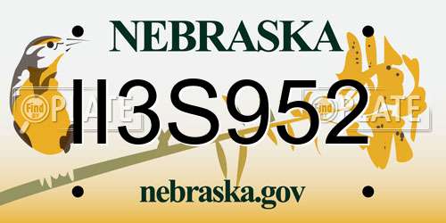 II3S952 Nebraska License Plate