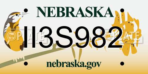 II3S982 Nebraska License Plate
