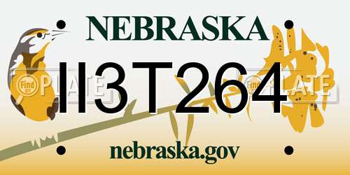 II3T264 Nebraska License Plate