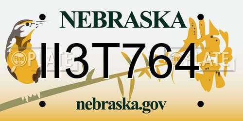 II3T764 Nebraska License Plate
