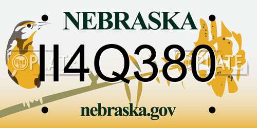 II4Q380 Nebraska License Plate