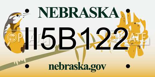 II5B122 Nebraska License Plate
