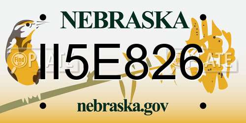 II5E826 Nebraska License Plate