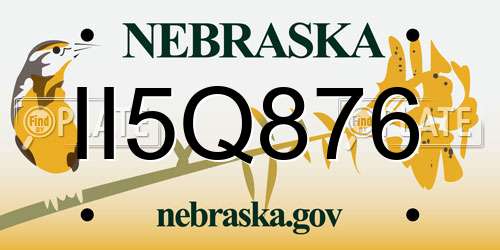 II5Q876 Nebraska License Plate