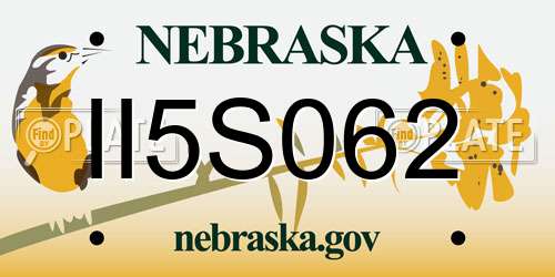 II5S062 Nebraska License Plate