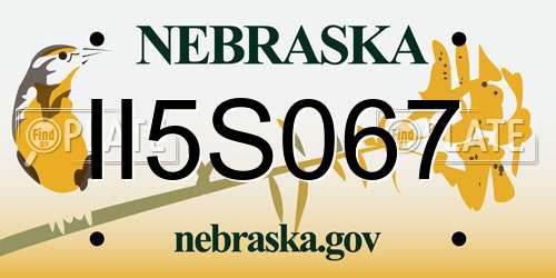 II5S067 Nebraska License Plate