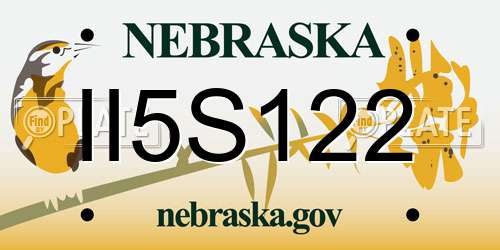 II5S122 Nebraska License Plate