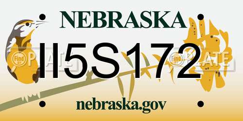 II5S172 Nebraska License Plate