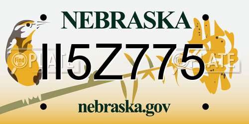 II5Z775 Nebraska License Plate