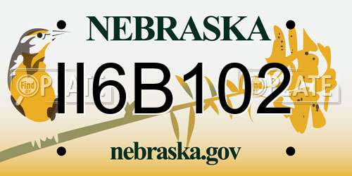 II6B102 Nebraska License Plate