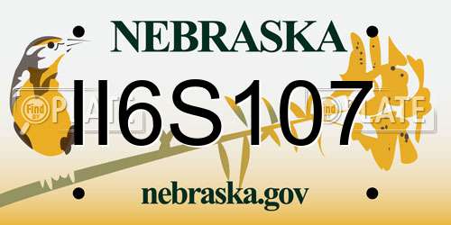 II6S107 Nebraska License Plate