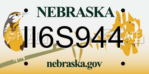 II6S944 Nebraska License Plate