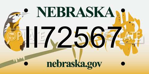 II72567 Nebraska License Plate