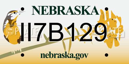 II7B129 Nebraska License Plate