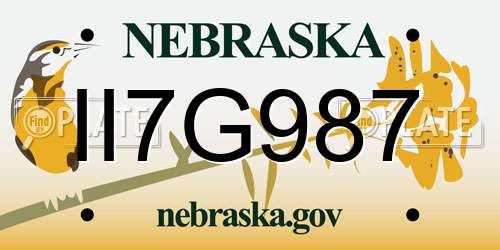 II7G987 Nebraska License Plate