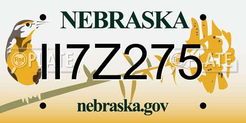 II7Z275 Nebraska License Plate
