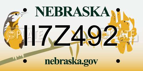 II7Z492 Nebraska License Plate