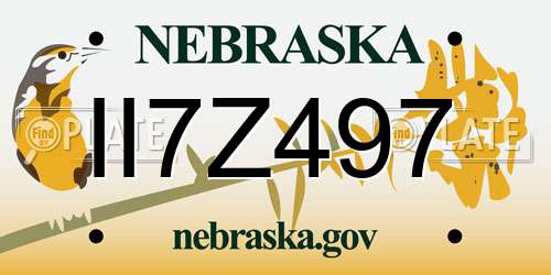 II7Z497 Nebraska License Plate
