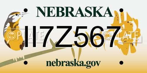II7Z567 Nebraska License Plate