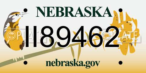 II89462 Nebraska License Plate