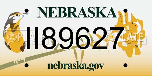 II89627 Nebraska License Plate