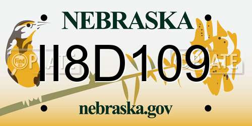 II8D109 Nebraska License Plate