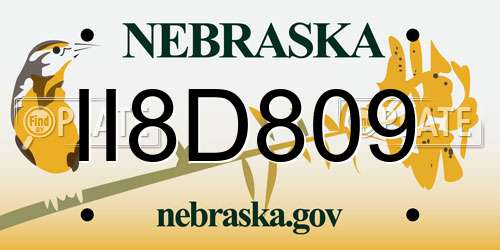 II8D809 Nebraska License Plate
