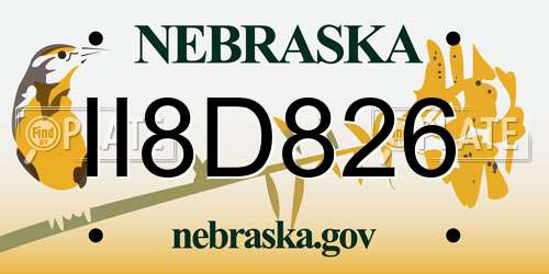II8D826 Nebraska License Plate